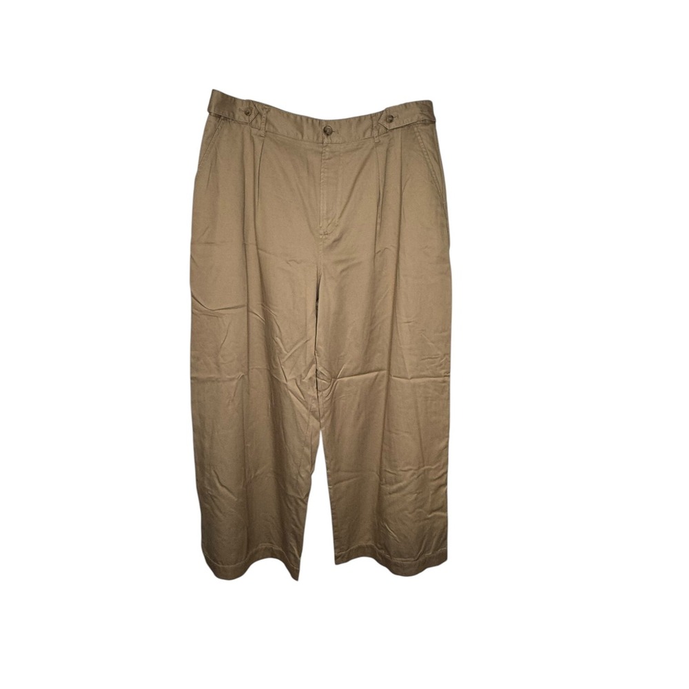 A.n.a Women's Pants Pleated Chino Long Trouser Wide Leg Hi-Rise Tan Sz. 18 NWT